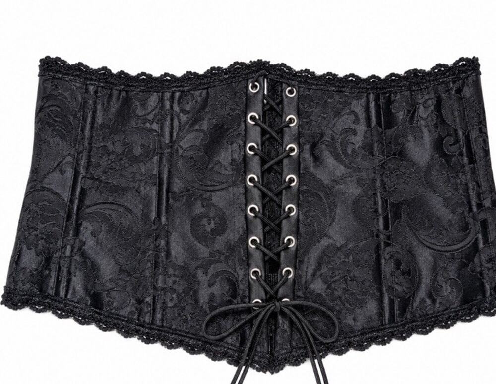 Frederick’s Of Hollywood Black Large Waist Cinched Lace Up Goth